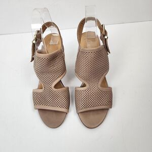 AVELLINI WOMEN'S LEATHER OPEN TOE 3 1/2" BLOCK HEEL SIZE 7